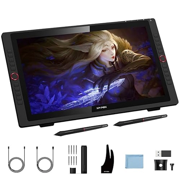 XPPen Artist 24 Pro 2.5K QHD Drawing Tablet with Screen,16.7M Colors Graphics Tablet with 8192 Pen Pressure Battery-Free Tilt Stylus & 20 Shortcut Keys for Windows, Mac, Chrome, Linux, 23.8"