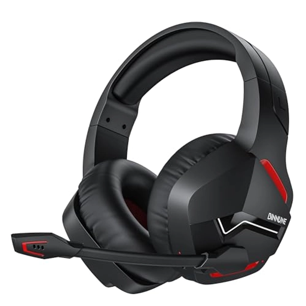 BINNUNE Wireless Gaming Headset with Microphone for PC PS4 PS5 PlayStation 4 5, 2.4G Wireless Bluetooth USB Gamer Headphones with Mic for Laptop Computer