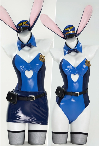 Judy Derivative Sexy Dessous Bunny Girl Set Cutout Tief Herz Hohl Bodysuit Rock mit Stirnband