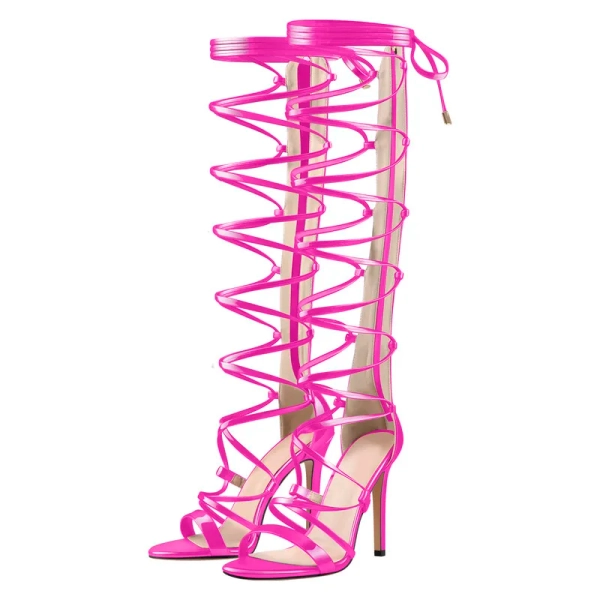 Riemchensandalen mit Reißverschluss und Stilettoabsatz