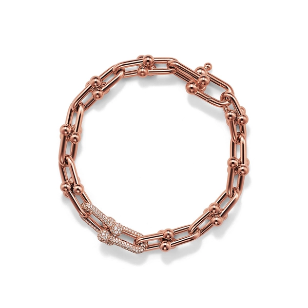 Tiffany HardWear Medium Link Bracelet - Rose Gold w. Diamonds