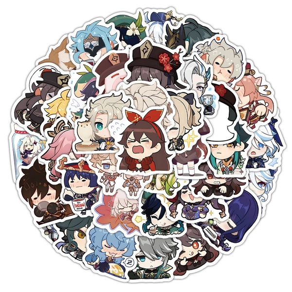 60PCS Genshin Impact Stickers Cute Genshin Emoji Laptop Decal Waterproof Vinyl Stickers - RegisBox