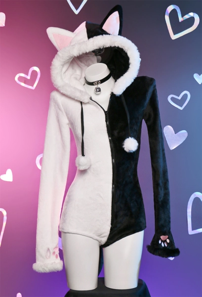 Black and White Cat Romper