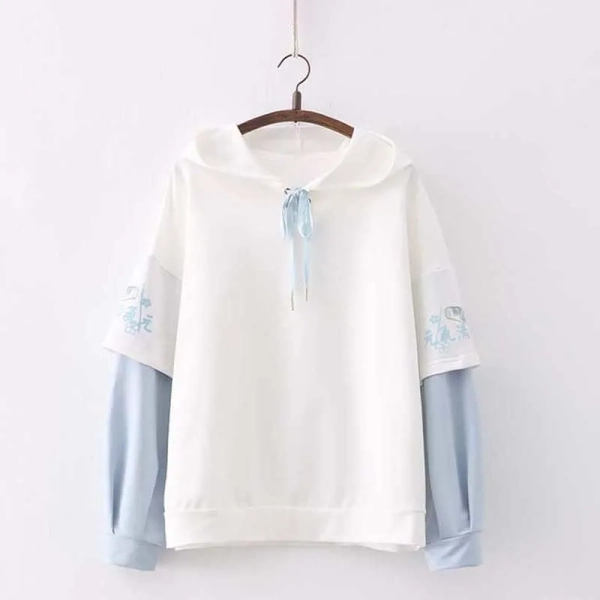 lace-up layered hoodie