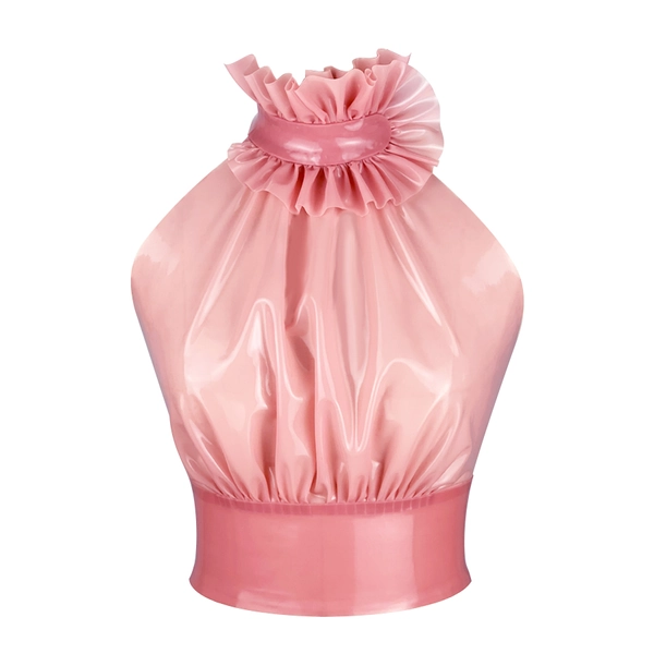 Atsuko Kudo Latex Drama Frill Top in st pink