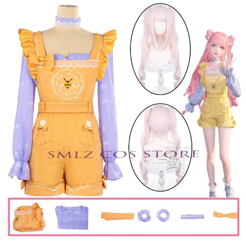 Infinity Nikki Yellow Rompers Uniform Cosplay | uniform and wig / S