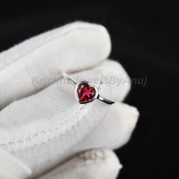 Pink Tourmaline Color Ring - 925 Solid Silver Sterling Ring - Gemstone Ring - Silver Heart Jewelry - Statement Ring - Jewelry For Women