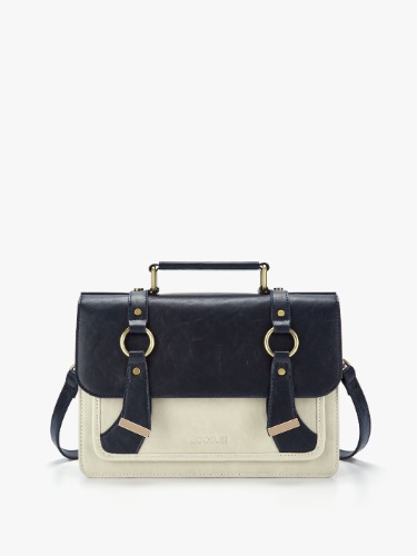 Serena Small Vintage Vegan Messenger Bag | Blue