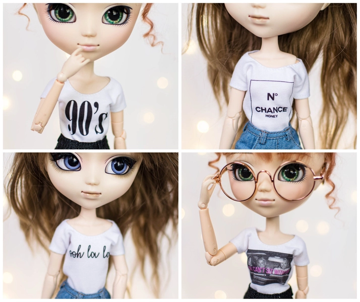 T-shirt imprimé Sassy pour Pullip Obitsu 27 Blythe Pure Neemo - 90's - no chance honey