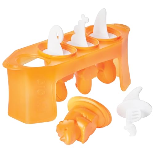 Tovolo Silicone Popsicle Molds with Sticks (Dino) - Ice Pop Molds with 4 Cavities for Homemade Flavored Ice Pops & Frozen Snacks - Popsicle Maker with Drip-Guards, Dishwasher Safe & BPA-Free - Dino - Molds