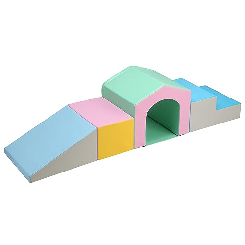 M HI-Mat Soft Climb and Crawl Activity Playset Blocks,Climb and Crawl Playset,Building Blocks,Lightweight Foam Shapes for Climbing, Crawling and Sliding, Assemble Soft Building Block Toys (Pink) - Pink