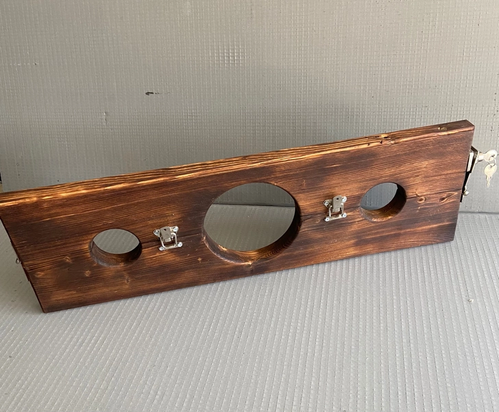 Wooden BDSM neck and wrist restraining stocks pillory