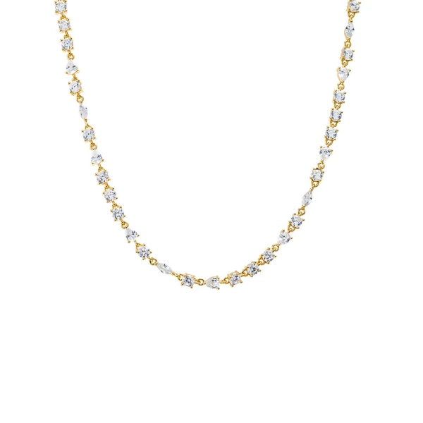 CZ Three Prong Chain Tennis Necklace