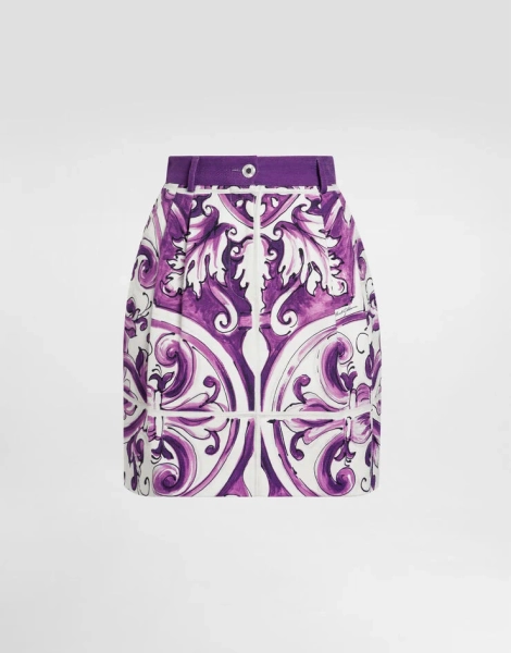 Majolica-print mini skirt