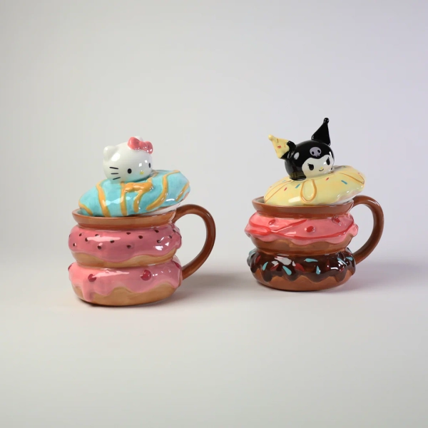 Hello Kitty and Kuromi Donut Mug Set