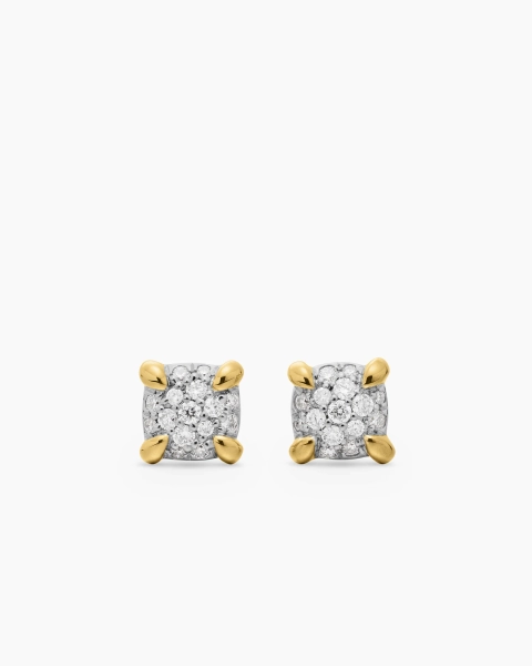 Petite Chatelaine® Stud Earrings in 18K Yellow Gold with Pavé Diamonds, 5mm