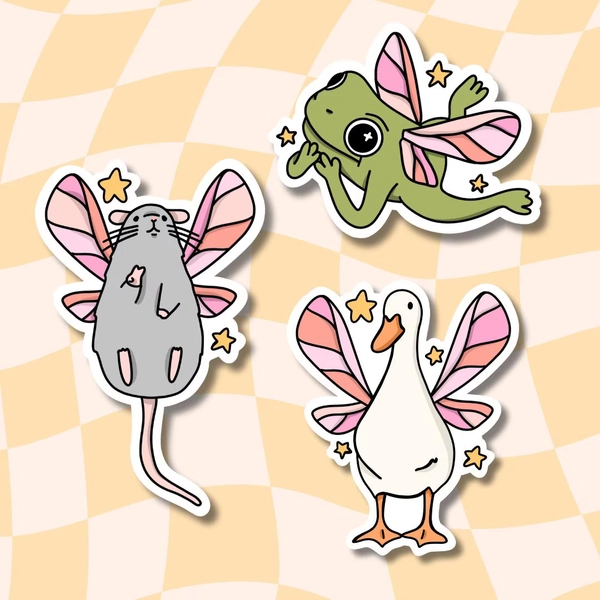 Fairy Animal Stickers: Waterproof Laptop Decals