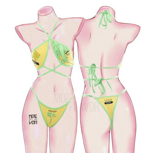 Idol - Retro Charm Anime Swimsuit - Green & Yellow / M/L