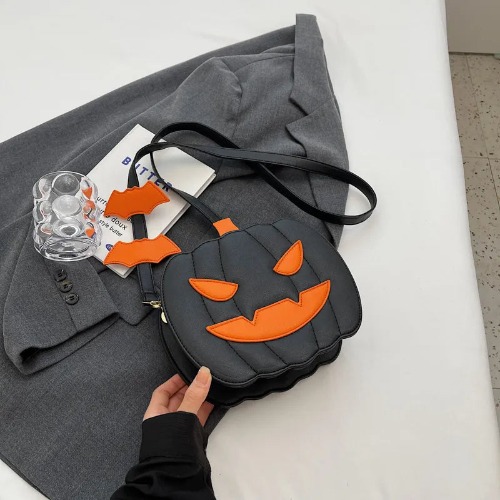 Pumpkin Halloween Jack O Lantern Bag - black angry / 20cm x 30cm