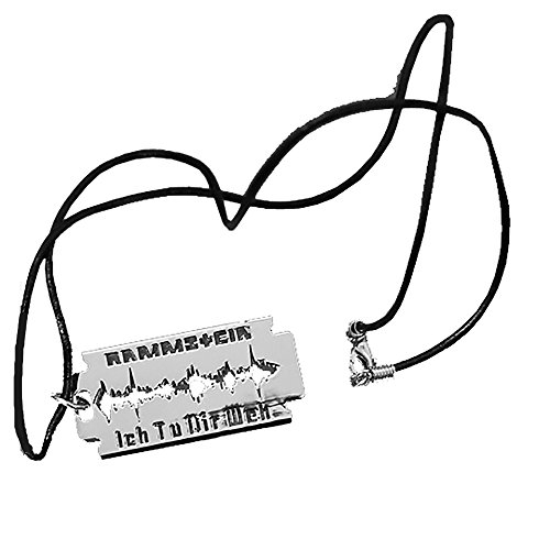 Rammstein Official Band Merchandise Razor Blade I Tu Dir Weh Metallic Pendant, silver