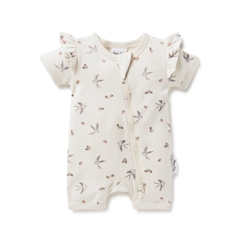 Swallow Zip Romper | Natural / 3-6m