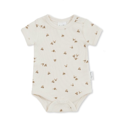 Bee Luxe Rib Onesie | Natural / 6-12m
