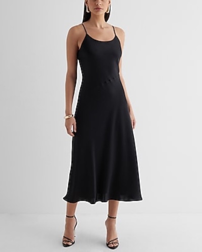 Satin Scoop Neck Midi Downtown Cami Slip Dress