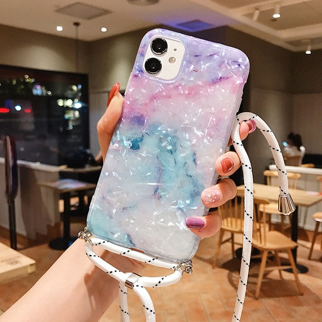 Marble iPhone Case (with Strap) - iPhone 11 / Unicorn