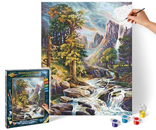 Schipper 609130430 Malen nach Zahlen - Im Hochgebirge - Bilder malen für Erwachsene, inklusive Pinsel und Acrylfarben, 40 x 50 cm, Mehrfarbig