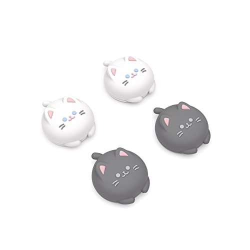 PlayVital Joystick Caps für PS5,Stick Aufsätze für PS4,Kappen für Xbox Series X&S,Thumbstick Schutzkappen Zubehör für Xbox One,Analog Stick Kappen für Switch Pro Controller-Süße Kitty - Süße Kitty