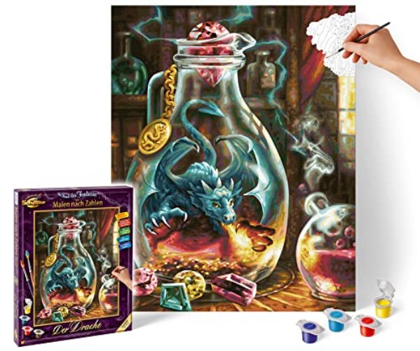 Schipper 609130845 Malen nach Zahlen - Der Drache - Bilder malen für Erwachsene, inklusive Pinsel und Acrylfarben, 40 x 50 cm