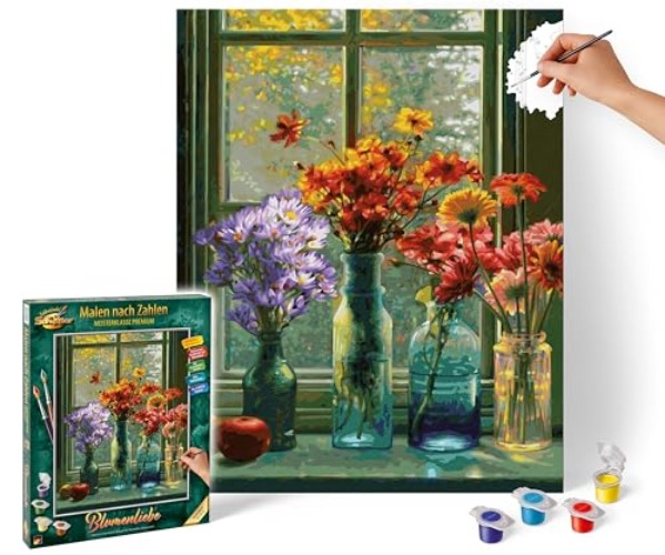Schipper 609130905 Malen nach Zahlen – Blumenliebe - Bilder malen für Erwachsene, inklusive Pinsel und Acrylfarben, 40 x 50 cm