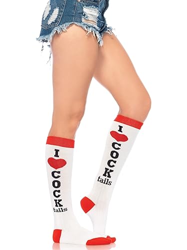 Leg Avenue Women's Athletic Knee Socks - One Size - White/Red Cocktails