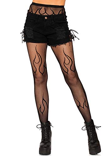 Leg Avenue Womens Dark Alternative Fishnet Tights Adult Sized Costumes, Flame