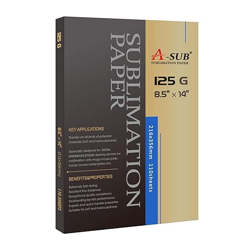 A-SUB Sublimation Paper 8.5x14 Inches 110 Sheets ONLY Compatible with Sublimation Printer and Sublimation Ink 125g - 8.5"x14"