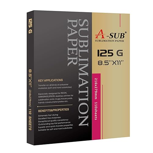 A-SUB Sublimation Paper 8.5x11 Inch 110 Sheets ONLY Compatible with Sublimation Printer and Sublimation Ink 125g - 8.5"x11"