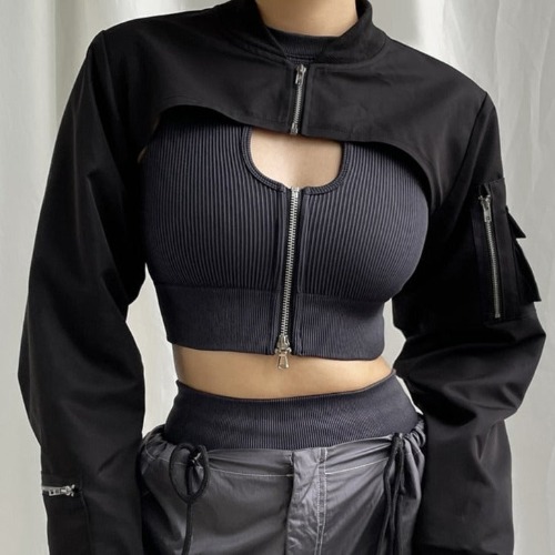 'Never Gets Old' Black Alternative Cropped Jacket - Black / S