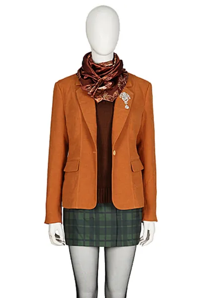Resident Evil 4 Ashley Cosplay Costume White T-shirt and Jacket with Plaid Skirt and Knitted Vest