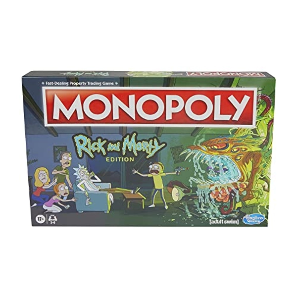 Hasbro Monopoly: Rick and Morty Edition Board Game, Cartoon Network Game for Families and Teens 17+, Includes Collectible Monopoly Tokens, English Version, Multicolor, F4247