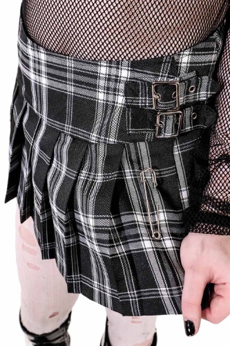 World's End Pleated Mini Skirt in Black Plaid | XS / B/W Plaid