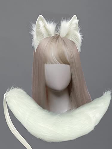 White Wolf Ears and Tail Set