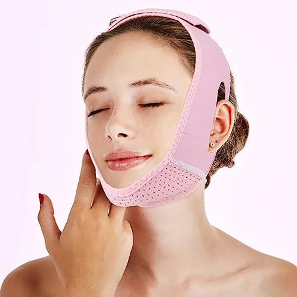 Thinp Cintura dimagrante per il viso, maschera per lifting, maschera riutilizzabile a V, linea a V, maschera per lifting del viso, doppio mento, riduttore per il viso, fascia dimagrante doppio mento