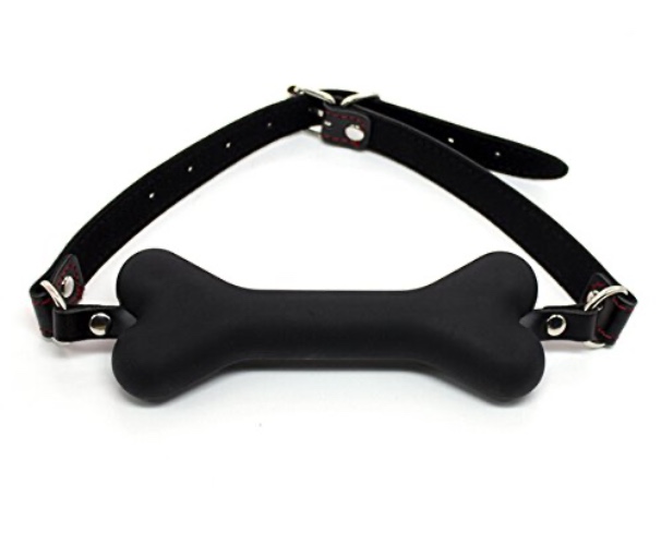 Silicone Bone Gag BDSM Adult Sex Toy Dog Slave Play Game Toy (Black)