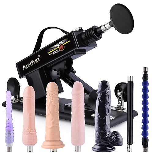 Sex Machine Love Machine with 3.5 Inch Suction Cup Adapter Automatic Thrusting Dildo Machine with 3 XLR Connector Fucking Machine 8 Attachments for Male and Female - 9 Piece Set