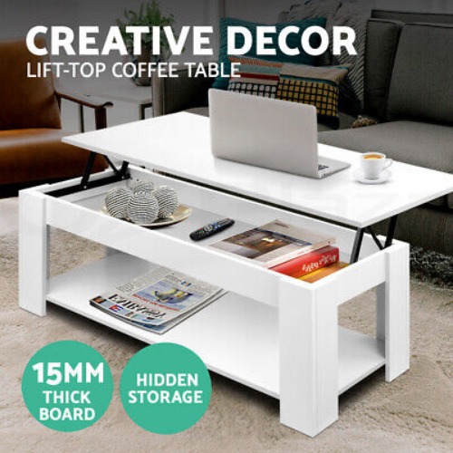 Artiss Coffee Table Lift Up Top Modern Wooden Tables Hidden Book Storage  | eBay
