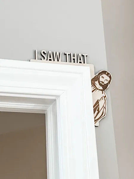 I saw that Jesus doorway hanger sign white elephant Christmas gift college gift