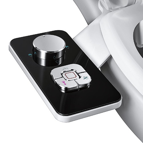 Bidet Attachment - SAMODRA Non-Electric Cold Water Bidet Toilet Seat Attachment with Pressure Controls,Retractable Self-Cleaning Dual Nozzles for Frontal & Rear Wash (Black)