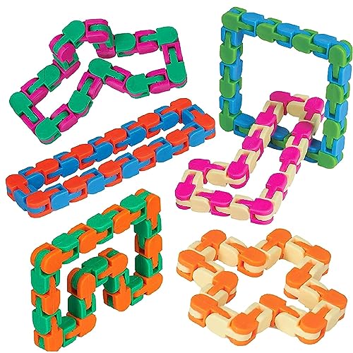 Neliblu Wacky Tracks 6 Pack Sensory Fidget Toys Snap and Click Fidget Cube Puzzles Bulk - ADHD, Autism, Stress Relief Therapy - Fidget Toys for Sensory Kids, Keeps Fingers Busy and Minds Focused