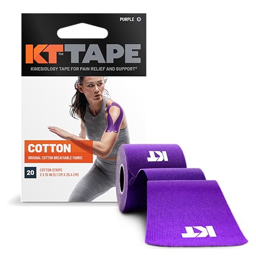 KT Tape, Original Cotton, Elastic Kinesiology Athletic Tape, 20 Count, 10” Precut Strips - Purple