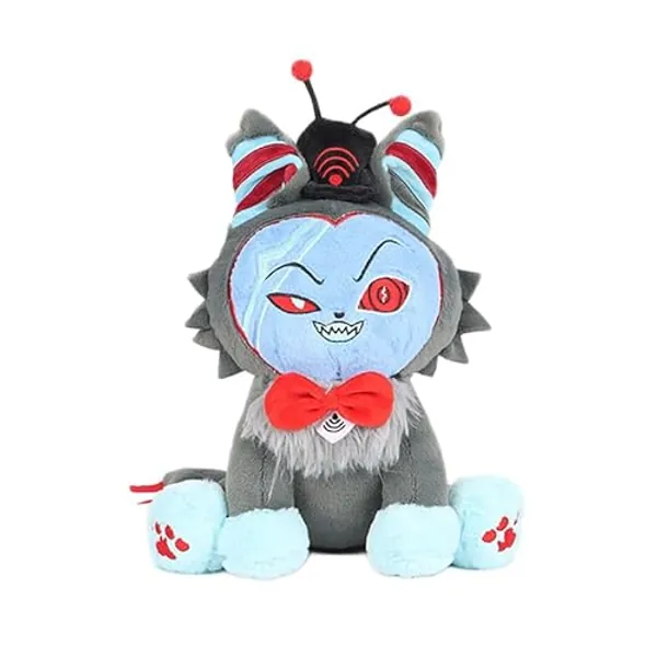 Hazbin Hotel Plush, Helluva Boss Cute Characters Meow Anime Plushies, Charlie/Husk/Angel/Lucifer/Alastor/Vaggie Stuffed Cat Toys Gifts for Fans Boys Girls Kids Birthday Christmas (Vox_11.8in)